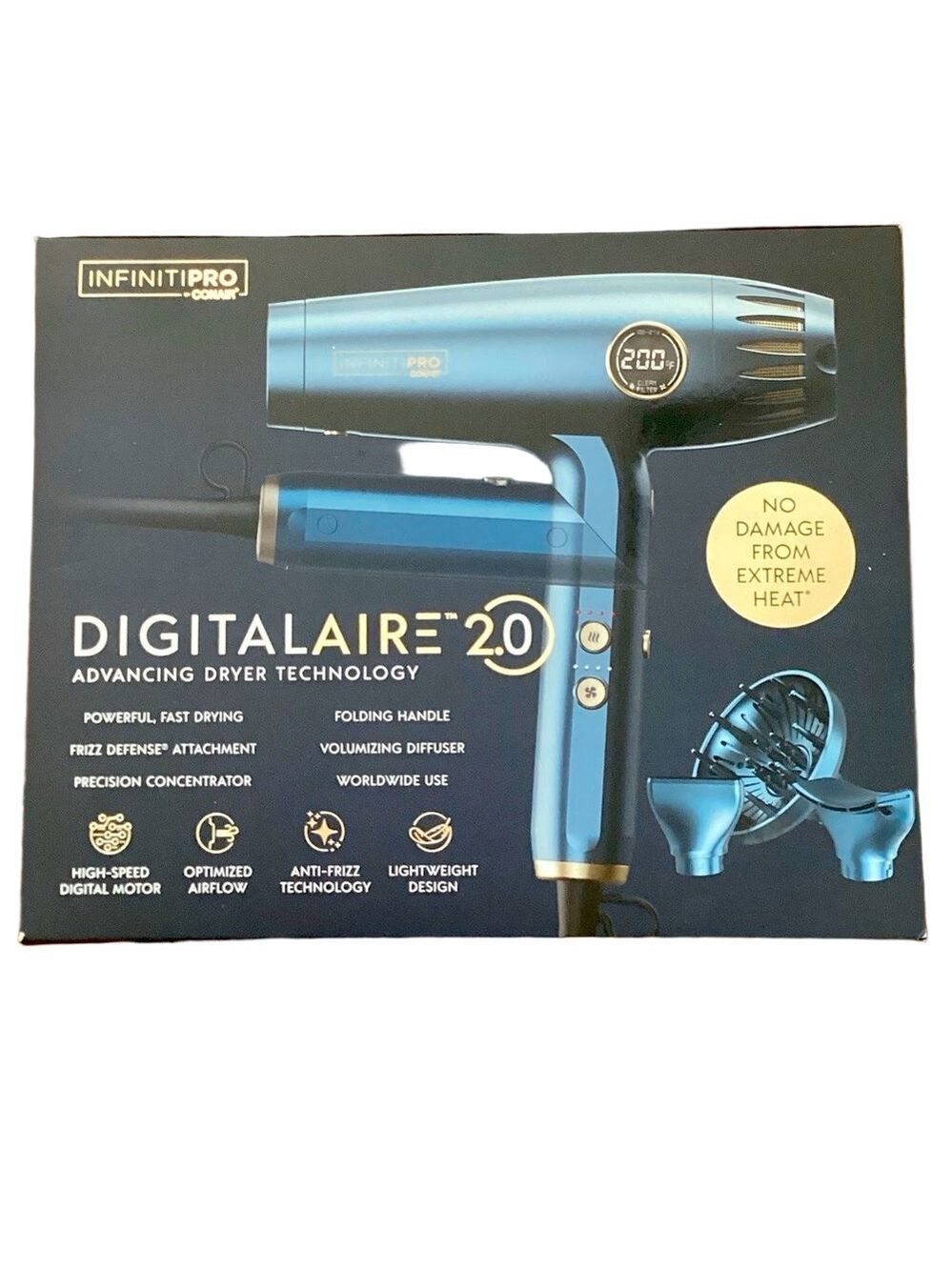 CONAIR InfinitiPro DigitalAire 2.0 Hair Dryer Anti-Frizz Lightweight NWT